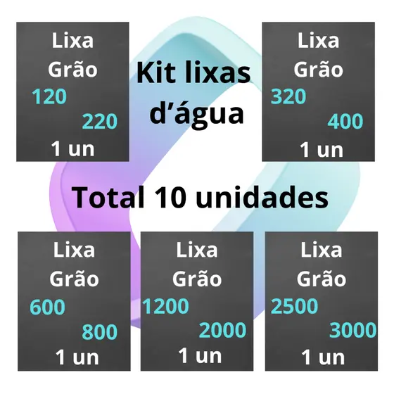 Lixa 120 220 320 400 600 800 1200 2000 2500 3000 kit 1 2 ou 3 folhas cada Grão Polimento Plásticos