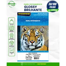 Papel Fotográfico Sem Adesivo A4 230g Branco Glossy Masterprint Premium Kits com 50 ou 100 Folhas