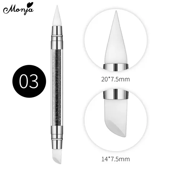 Novo Pincel de Silicone para Nail Art Monja para Gel UV Polido, Caneta de Esculpir 3D, Ferramentas de Design para