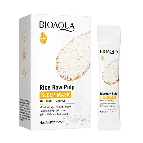 Máscara De Dormir De Arroz BIOAOUA – Clareadora E Iluminadora , Hidratante , Extrato Suave , Todos Os Tipos De Pele , Br