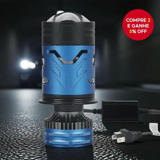 Farol de Projetor LED Mini H4 12V Hi/Lo Branco 6000K para Carro e Moto