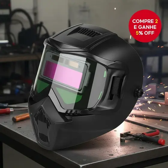 Máscara de Soldagem Profissional com Escurecimento Automático, Capacete, Óculos, Conjunto de Faixa de Cabeça, Filtro de