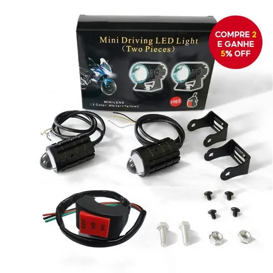 Novo Novo Com Interruptor 2 PCS Super Brilhante Moto LED Explorador Farol Projetor Lente Fisheye LED Moto Neblina