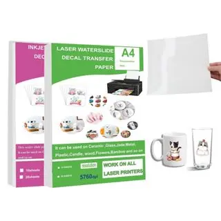 Papel Decalque Waterslide 10 Peças Impressão De Transferência De Água A4 Para Copo DIY Caneca Branco Transparente