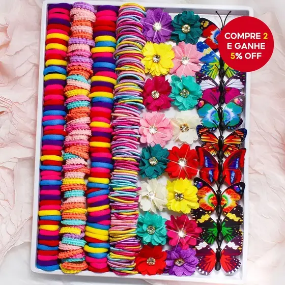 Conjunto De Acessórios De Cabelo , Grampos Florais E De Borboleta , Laços Coloridos Para Meninas Mulheres 231 Peças