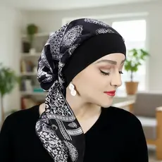 Turbante Sedoso Vintage - Touca Feminina Elástica Multifuncional para Quimioterapia e Queda de Cabelo