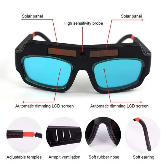 Óculos de soldagem com proteção contra reflexos, máscara de soldagem com escurecimento automático, óculos de proteção