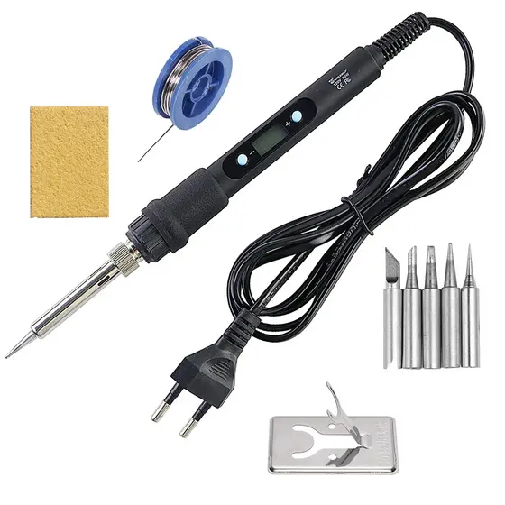 Um Conjunto De Ferro De Solda Com Temperatura Ajustável De 80 W , Display Digital LCD 180-480 ° C Para Reparo De Eletrôn