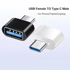 Adaptador USB tipo C para transferência de dados entre computadores, telefones, mouses, teclados e dispositivos.