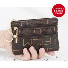 Carteira feminina de moda, mini curta, com zíper para chaves, prática e simples, com compartimento para moedas.