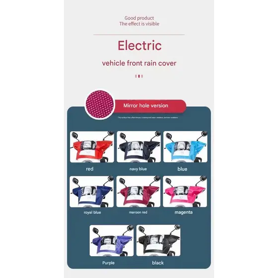 Capa de painel frontal à prova d'água em PVC para moto e veículo elétrico proteção contra chuva