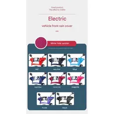 Capa de painel frontal à prova d'água em PVC para moto e veículo elétrico proteção contra chuva