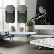 2 Pack Mini Suporte Dobrável para Laptop com Ângulo Ajustável para Mesa, Elevador para Teclado de Computador, Suporte
