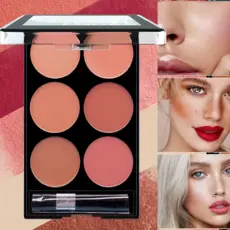 Nova Paleta de Blush Matte de 6 Cores Easy Makeup com Efeito 3D Natural à Prova d'Água