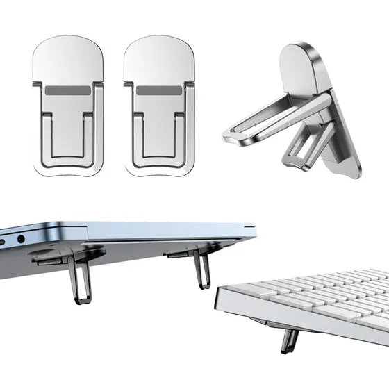 Novo Suporte para Notebook com 2 Peças Mini Riser de Computador Portátil Dobrável 2 Ângulos Ajustáveis para Mesa
