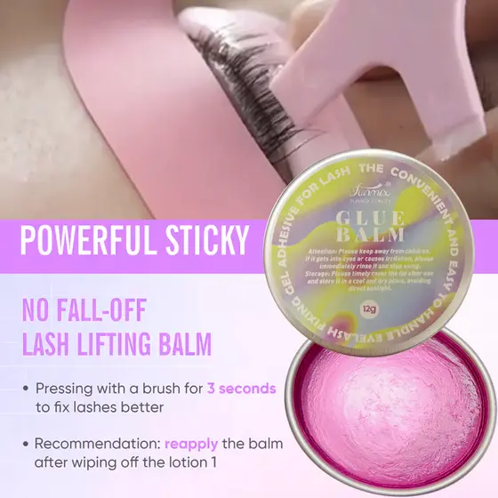 Novo Funmix Cola Sólida para Ondulação de Cilios, Secagem Rápida, 12g, Balm para Fixação de Cilios.
