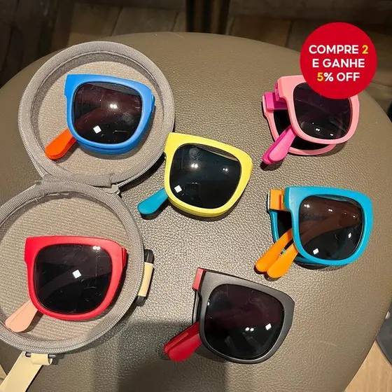 Novos Óculos de Sol Coloridos e Dobráveis para Crianças com Proteção UV - Óculos Portáteis para Meninos e Meninas
