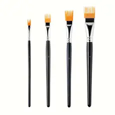 Conjunto de Pincéis Dom Delfim 4/8 peças para Pintura Acrílica - Pincéis Amarelos Brilhantes em Nylon com Cabo Preto,