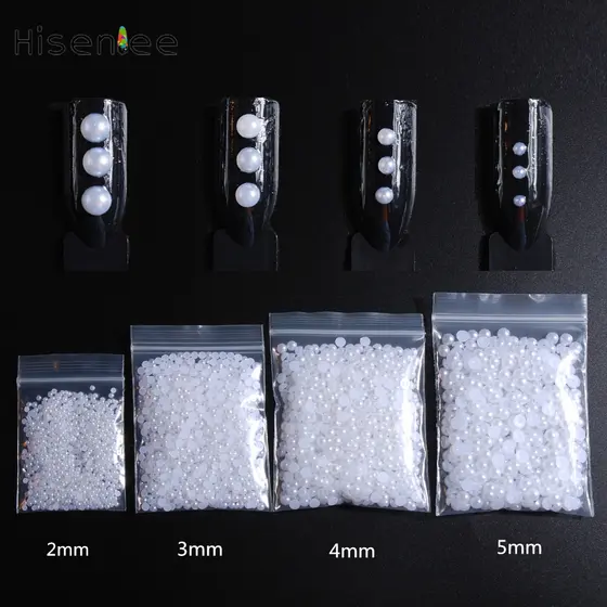 Pérolas de Acrílico Bege Branco Imitação Meia-Circunferência para Unhas 3D Miçangas Design de Artesanato Rhinestone