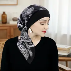 Turbante Vintage Sedoso para Mulheres - Touca Elástica Larga para Quimioterapia e Queda de Cabelo, Multifuncional