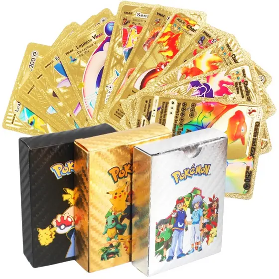 Novo conjunto de 55 cartas de Pokémon, incluindo cartas de metal dourado Vmax GX, cartas de energia, Charizard e