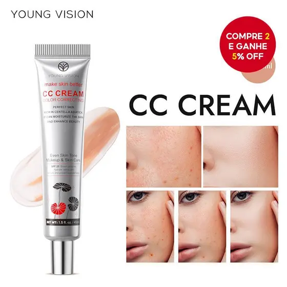 Novo Creme CC Hidratante de Centella Asiática, com disfarce pré-maquiagem, efeito duradouro, não-transferível e
