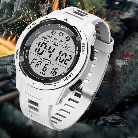 Rel贸gio Digital Masculino Para Esportes Ao Ar Livre , Mostrador Grande , Retroilumina莽茫o LED , Cron么metro , Exibi莽茫o De