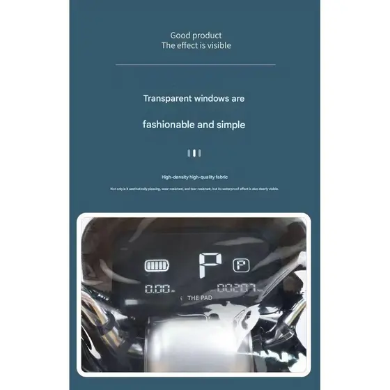 Capa Frontal de PVC à Prova d’Água para Painel de Moto e Veículo Elétrico