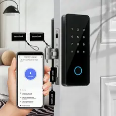 1Pc Fechadura Inteligente TUYA Deslizante: Impressão Digital/PIN/Cartão IC, Para Portas de Madeira e Vidro