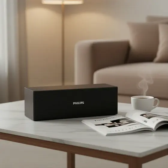 Philips SPA3609 Caixa de Som de Mesa em Madeira - Caixa de Som Estéreo Bluetooth/Com Fio para Profissionais