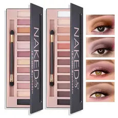 Paleta De Sombras NAKEDS 12 Cores , Fosca E Brilhante , Maquiagem Altamente Pigmentada De Longa Duração Com Pincel 2 Uni