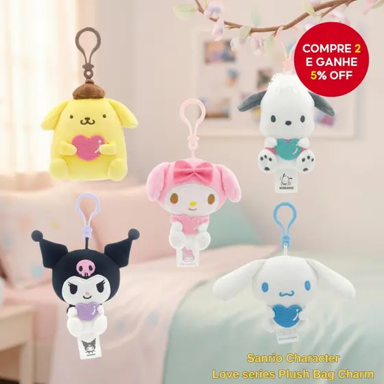Cinnamoroll, MyMelody, Kuromi, Pompompurin, Pochacco - Pingentes de Pelúcia Sanrio para Bolsas Femininas, Mochilas,
