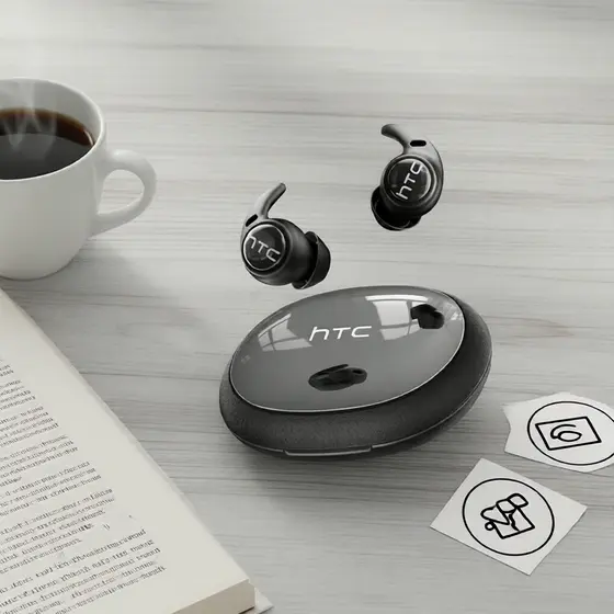 Fones de ouvido Bluetooth HTC NE76 AI: tradução em tempo real de 135 idiomas, Bluetooth 6.0, cancelamento de ruído, som