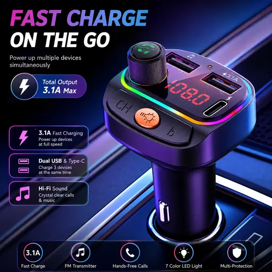 Transmissores FM Bluetooth Dual USB Car MP3 Player