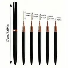 Pincéis de Arte para Unhas Metálicas Conjunto com 5 Peças, Ferramentas para Pintura e Pontilhado Artístico, Adequados