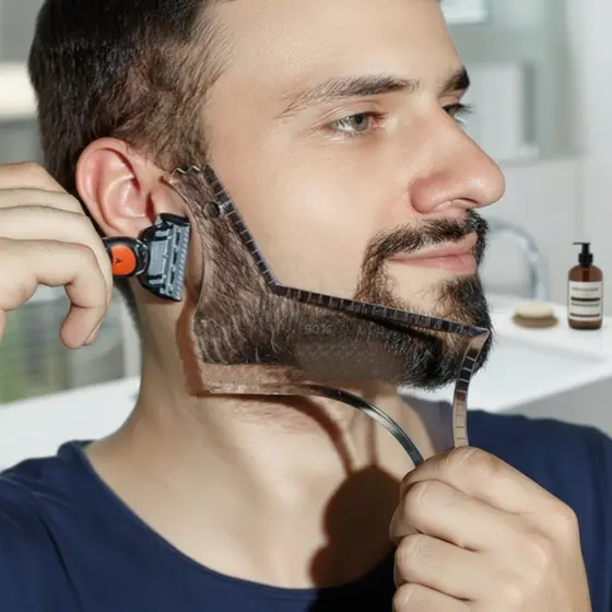 Pente e Navalha de Dupla Face para Modelagem e Barbear da Barba Masculina