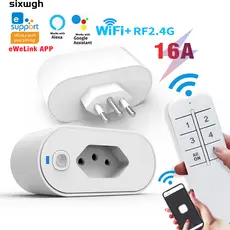 Dispositivo De Segurança Elétrica Ewelink WiFi Tomada Inteligente Interruptor Controlador Sem Fio Funciona Com Alexa Par