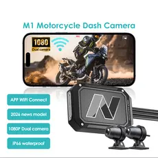 Motocross, Câmera Veicular 2K HD/Dupla 1080P para Moto, Conexão WiFi por APP, Resistente à Água IP66, Visão Noturna,