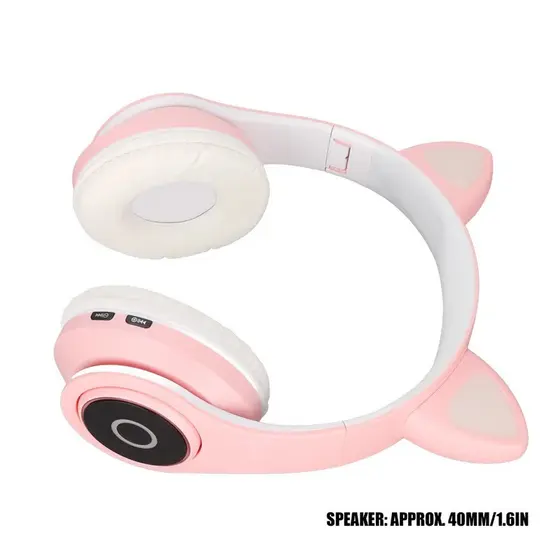 Fones de ouvido [somente rosa] com orelhas de gato fofas, fones de ouvido sem fio Bluetooth, fone de ouvido para jogos,