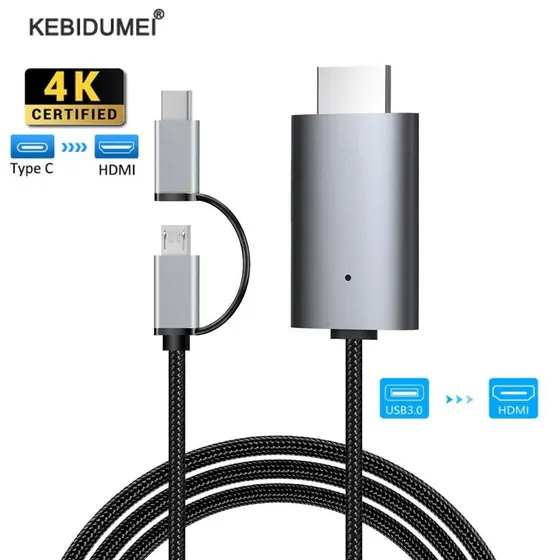 LD39 Adaptador HDMI 2 Em 1 USB-C Micro Para Conversor De Vídeo 4K Com PD 3.0 HIFI Pro
