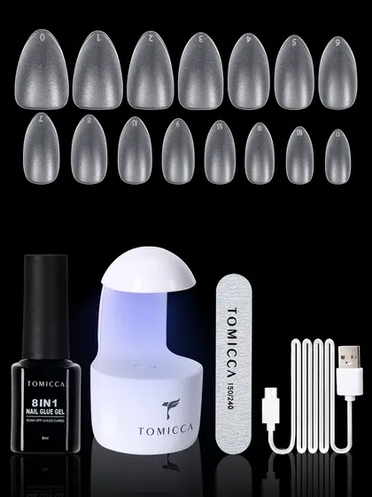 Pontas de Unhas e Kit de Cola Gel, Ferramenta de Arte de Unhas em Gel Macio Extendido, Com Lâmpada de Unhas, Cola para