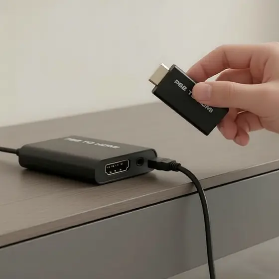 Cabo Conversor PS2 para HDMI 1080P com Saída de Áudio de 3,5mm para TVs e Projetores de Alta Definição