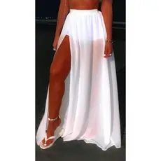 short com saia longa de tule branca feminina estilo réveillon praia, chá de bebê e revelação, festas e aniversários