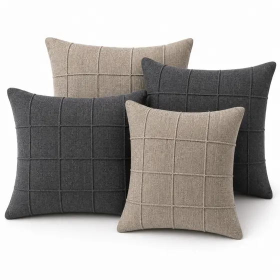 Kit 4 Capas Almofada 40x40 Linho Rústico Moderno Toque Macio Luxo Sofá Elegante Sala Quarto Zíper