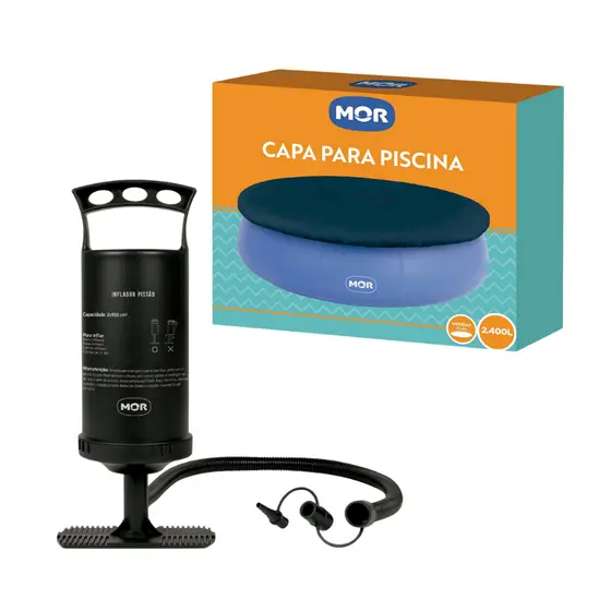 Kit Para Piscina 2400 litros Inflador + Capa Resistente Prático Funcional - MOR