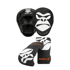 Kit Gorilla Manopla de foco + Luva Bate Saco Pro Infantil Boxe Muay thai Artes Marciais Luta Gorila