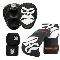 Kit Boxe Gorilla Par Luva Bate Saco Pro +Manopla de foco Soco+ Bandagem de Mão Elástica 3M Unissex