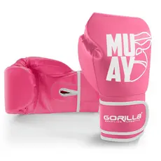 Luva De Boxe MuayThai Rosa Profissional 12Oz Gorilla Feminino Competição Treino Qualidade Gorilla