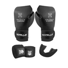 Kit Treino Gorilla Luva Boxe Profissional12 Oz boxe + Bandagem Elástica + Protetor Bucal Moldável
