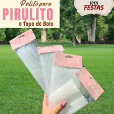 Palito Para Pirulito e Topo de Bolo Cristal Transparente 4 tamanhos 9/14/20/28cm